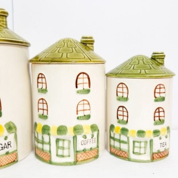 Vintage Parisian cottages 3 canister set - Picture 4 of 13